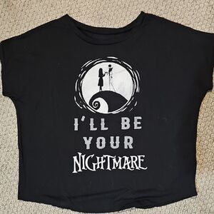Disney Black T-Shirt with Nightmare Before Christmas Design Medium